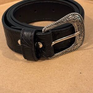NEW Adjustable Black Belt Silver Buckle